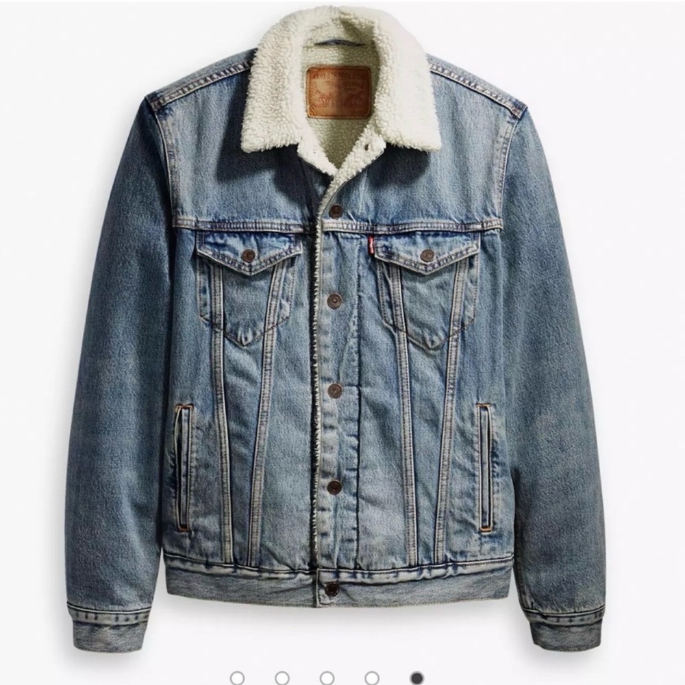 Levi's Blue Denim Jacket with White Sherpa Lining